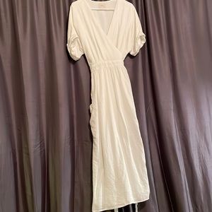 Urban Outfitters Gabrielle Linen Midi Wrap Dress White Large